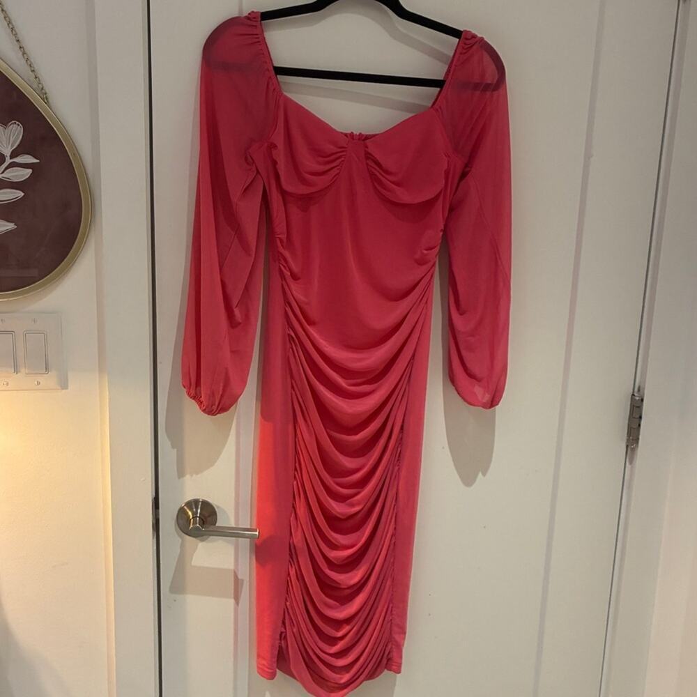 Area Stars Fuchsia Ruched Corset Mini Dress Medium
